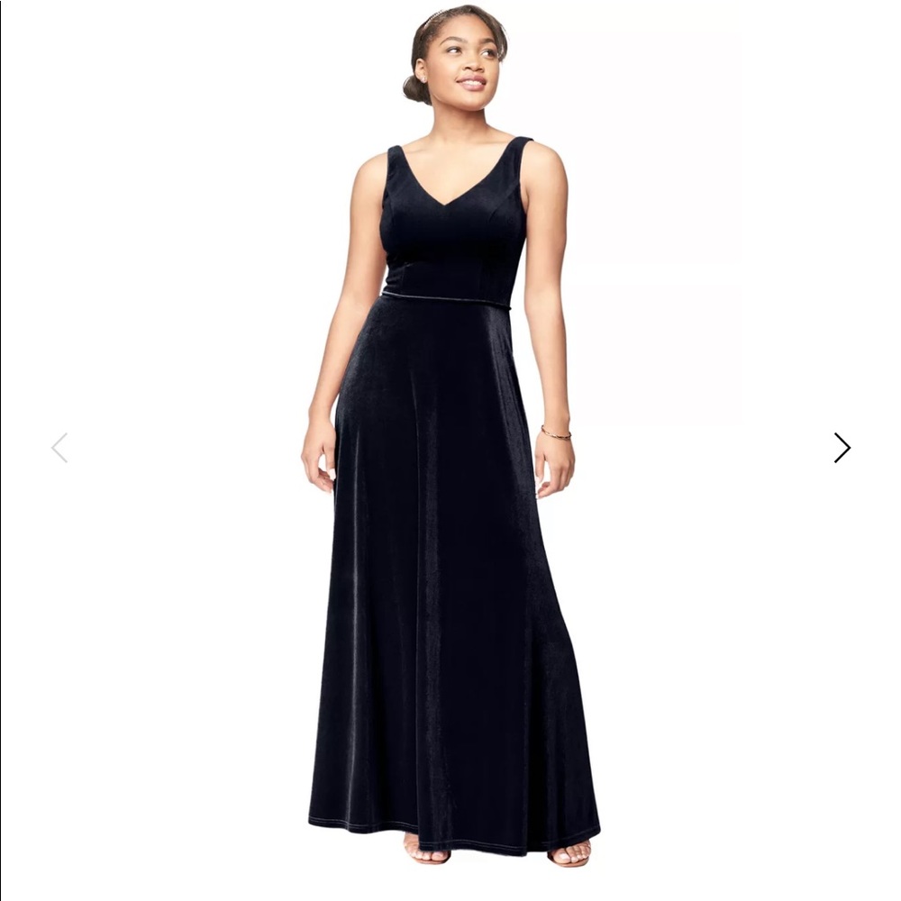 Black velvet bridesmaid dress